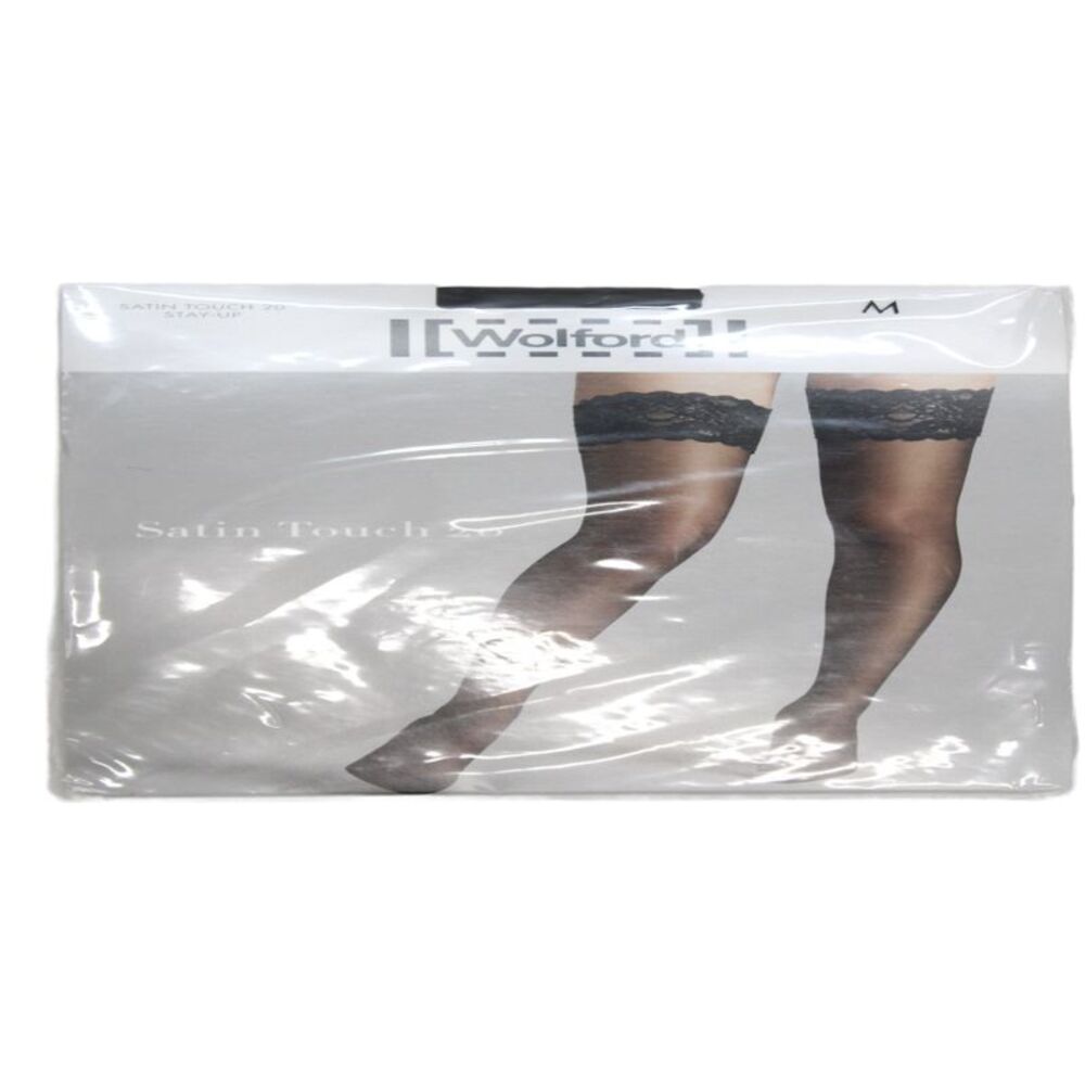 Wolford Womens Satin Touch 20 Stay Up Knee High Panty Hose Black Size Medium